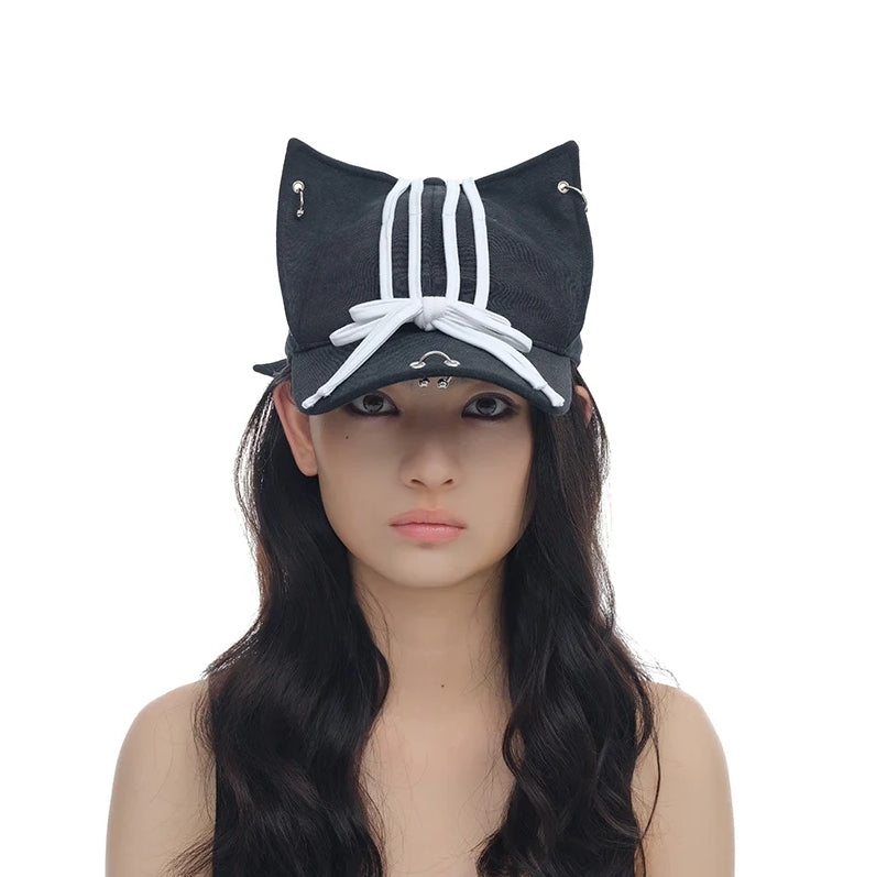 Strap Bow Cat Ear Baseball Cap