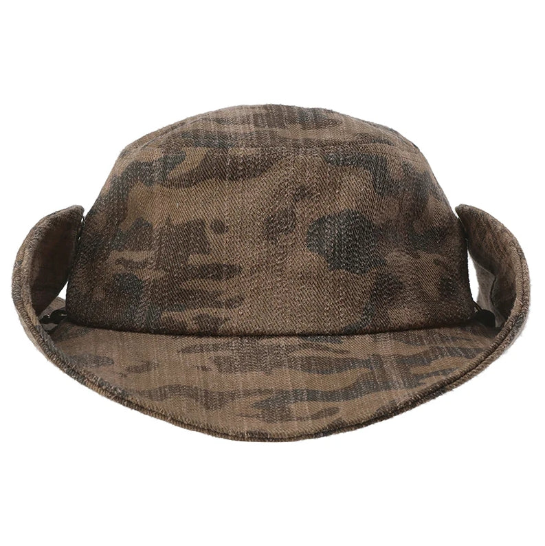 Camouflage rhinestone cross rivet fisherman's hat