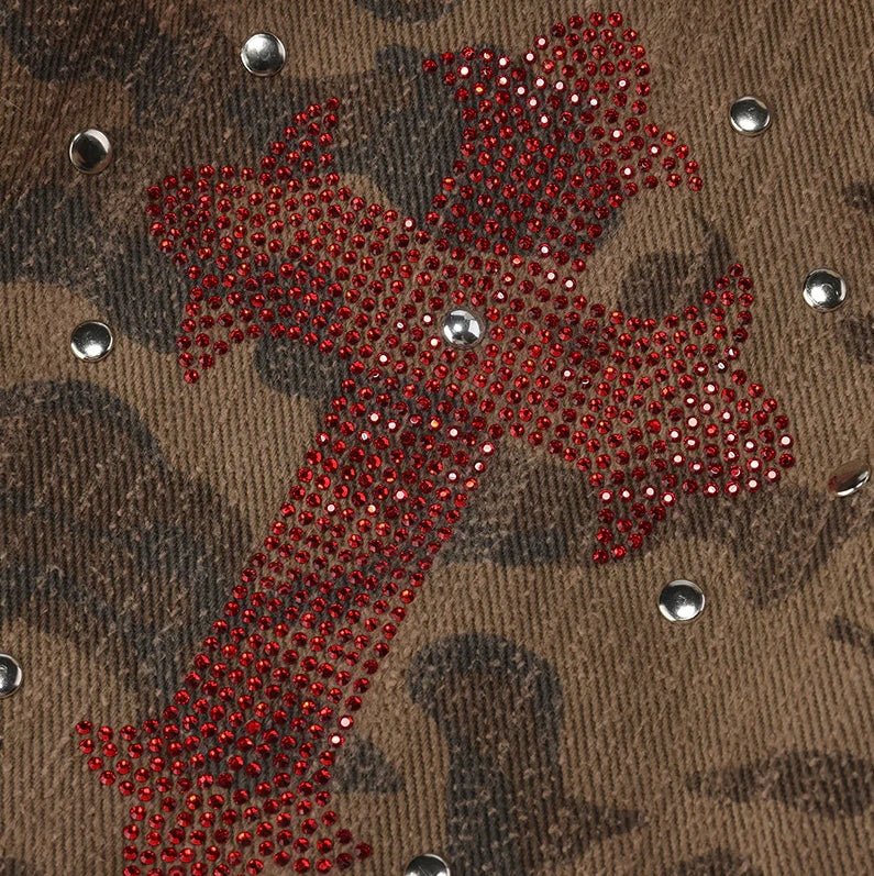 Camouflage hot drilling cross strap pile cap