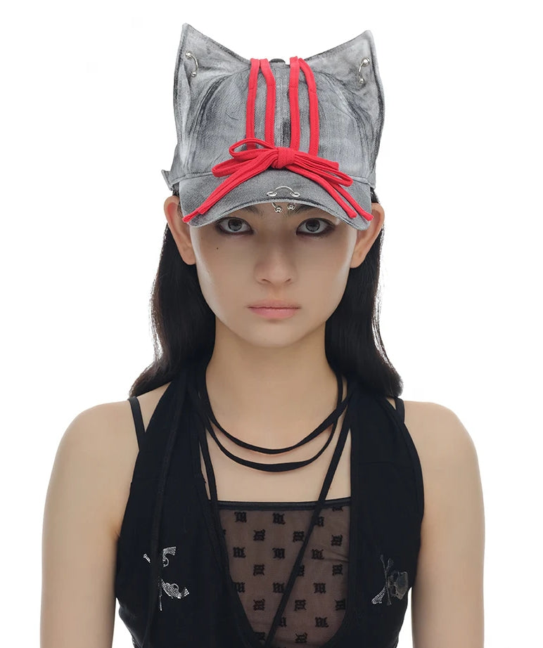 Strap Bow Cat Ear Baseball Cap