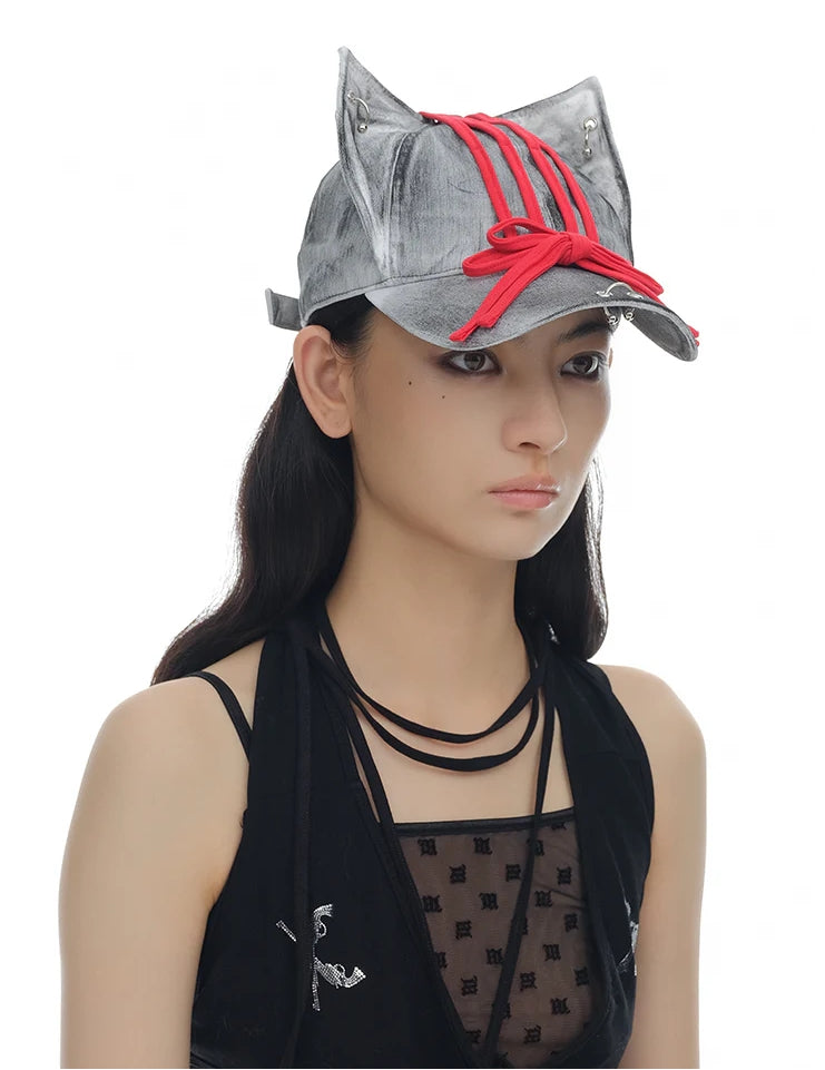 Strap Bow Cat Ear Baseball Cap